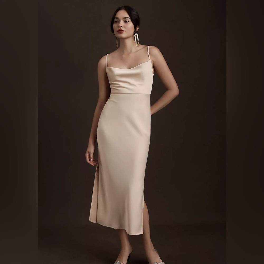 Worn once BHLDN Cali Satin Charmeuse Midi Dress